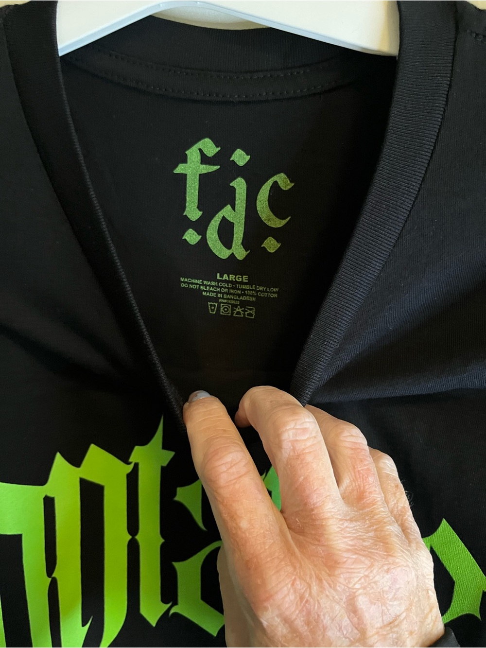 Black Short-Sleeve Graphic Tee with Neon Green Logo - Picture 2 of 3